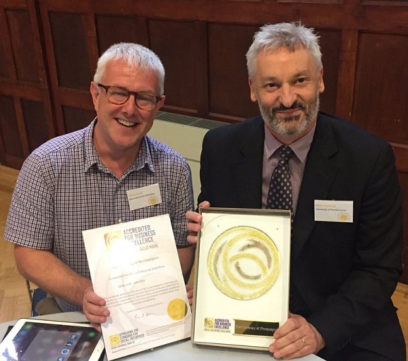 Wray Irwin and Nick Petford of the University of Northampton with their Social Enterprise Gold Mark