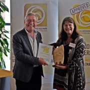 Phil Hope presenting Louise van Rhyn of Partners for Possibility with Making a Mark competition award