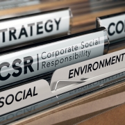 A collection of files in a drawer with labels, including 'social', 'strategy', 'CSR'