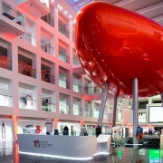 Solent Business School atrium/lobby with large red pod