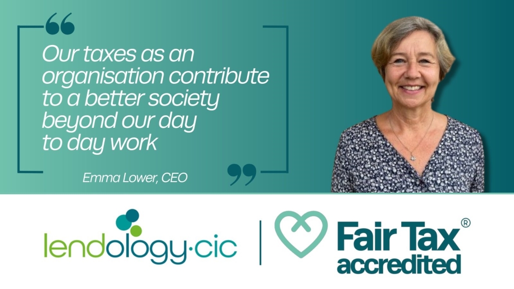 Lendology Fair Tax accreditation with photo of CEO Emma Lower